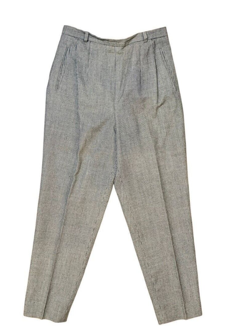 Harve Benard Vintage Wool Houndstooth Dress Pants Pleated Front Side Zip Sz.8